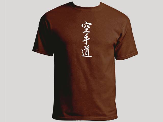 karate w kanji martial arts brown t-shirt
